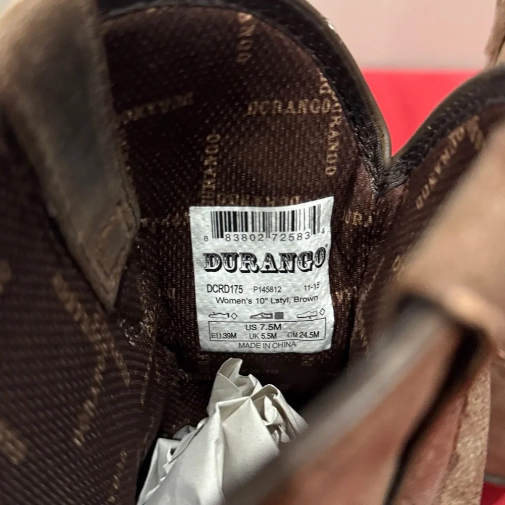 Durango Brown Heeled Boots - Picture 6 of 7